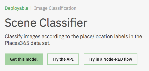Scene Classifier Model Asset Exchange ディープラーニング　学習済みモデル　事前学習　pre-trained model 機械学習　深層学習　deep learning